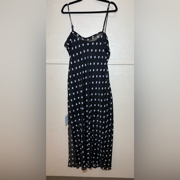 ASOS Black &White Polka Dot One Shoulder Strap Midi Slip Dress Size 12 - Picture 5 of 10